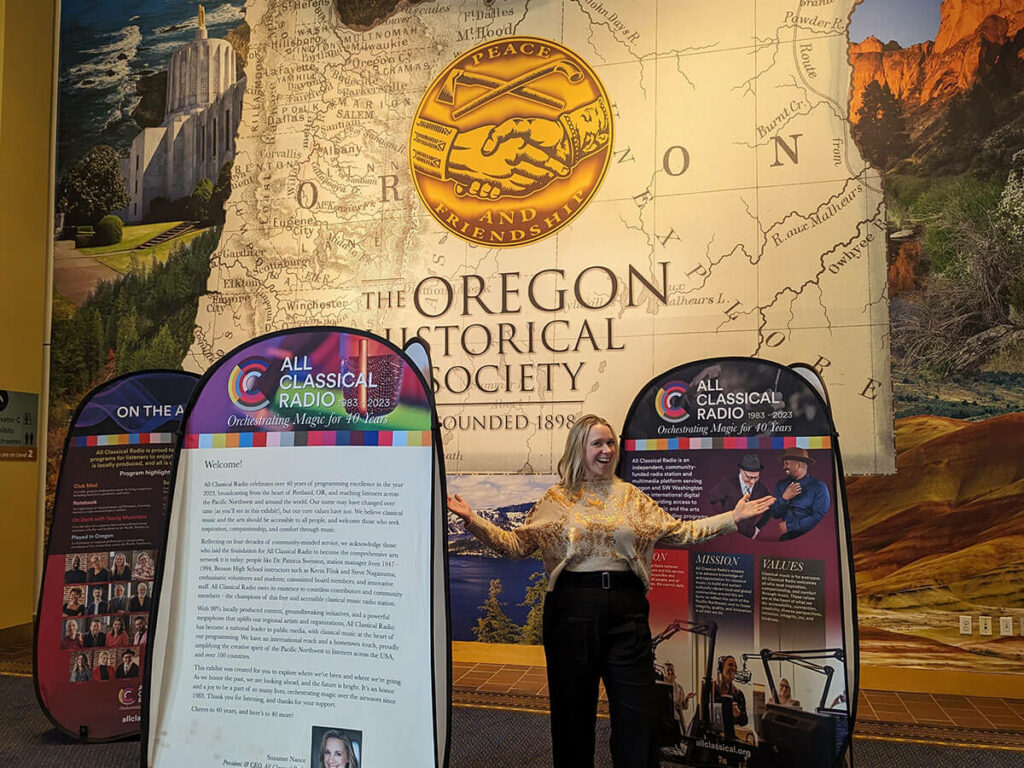 Suzanne Nance at the All Classical Exhibit at Oregon Historical Society